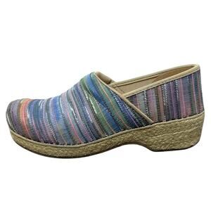 Dansko Rainbow Jute Artisan Woven Espadrille Clogs Size 41 (US 9) Comfort Nurse